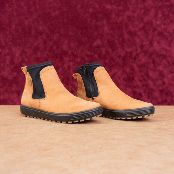 Ecco Women Soft 7 Tred Tan Suede Comfy Chelsea Ankle Boots sz 11-11.5US EUR42 - Picture 1 of 9